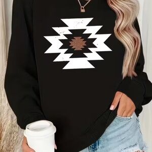Aztec Print Black Sweatshirt